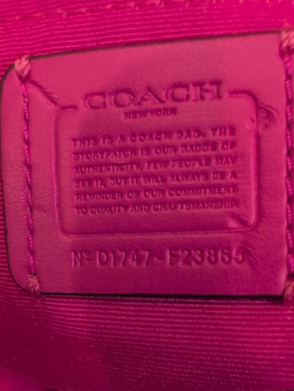 COACH Brown Signature East/West Pop Crossbody with Pink Trim and Strap - Picture 6 of 7